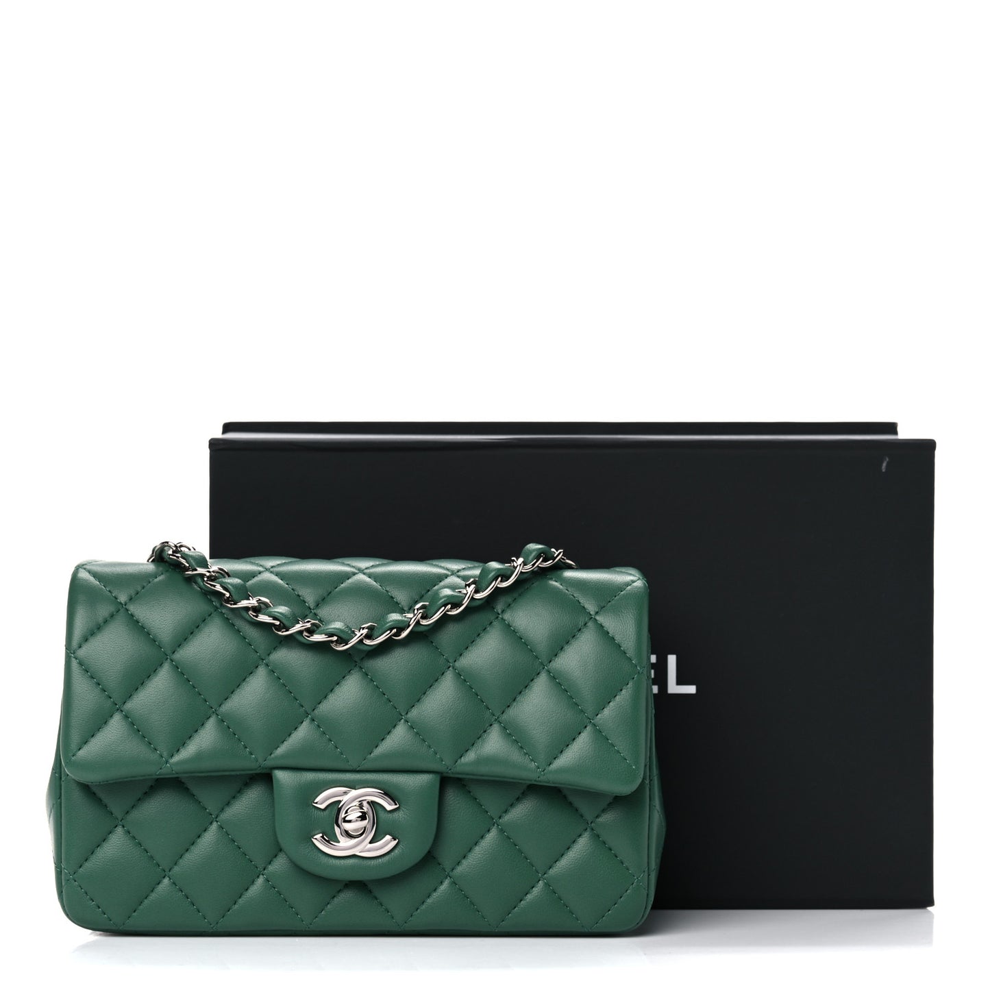 Lambskin Quilted Mini Rectangular Flap Green