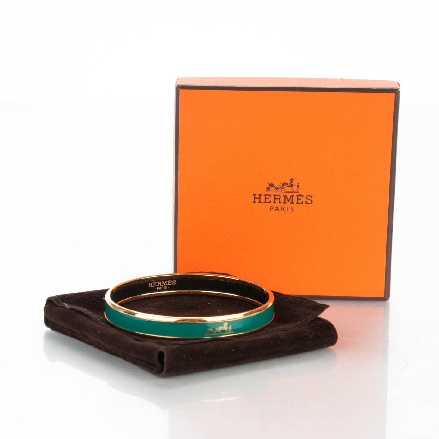 Enamel Printed Narrow Caleche Bracelet 65 Malachite