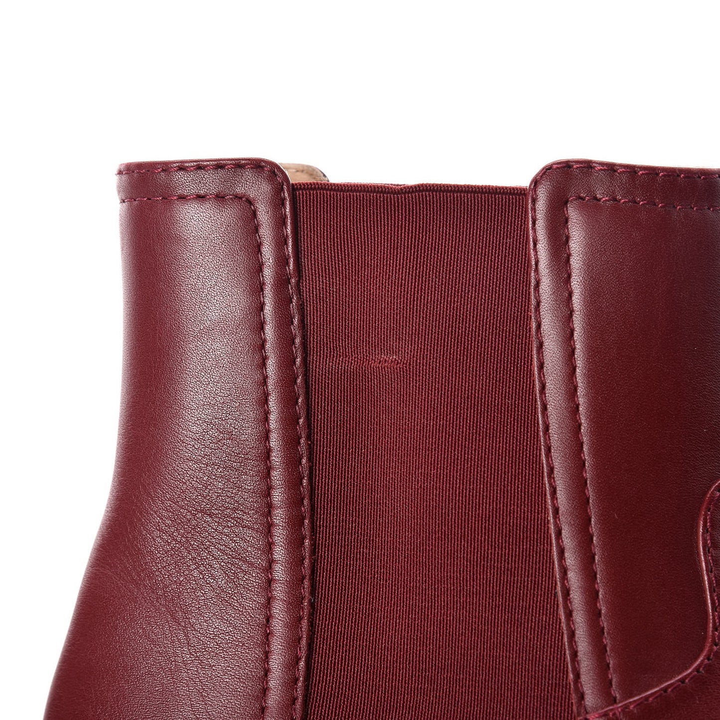 Calfskin Chelsea CC Short Boots 38 Bordeaux
