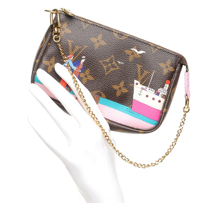 Louis Vuitton Monogram 2016 Christmas Animation Mini Pochette Accessories Rose Ballerine 2 of 7