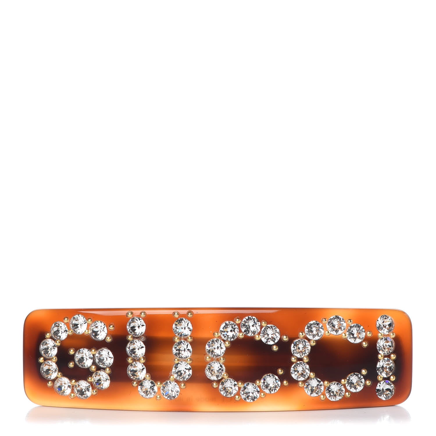Gucci Resin Crystal Single Hair Barrette Tortoiseshell 1 of 5
