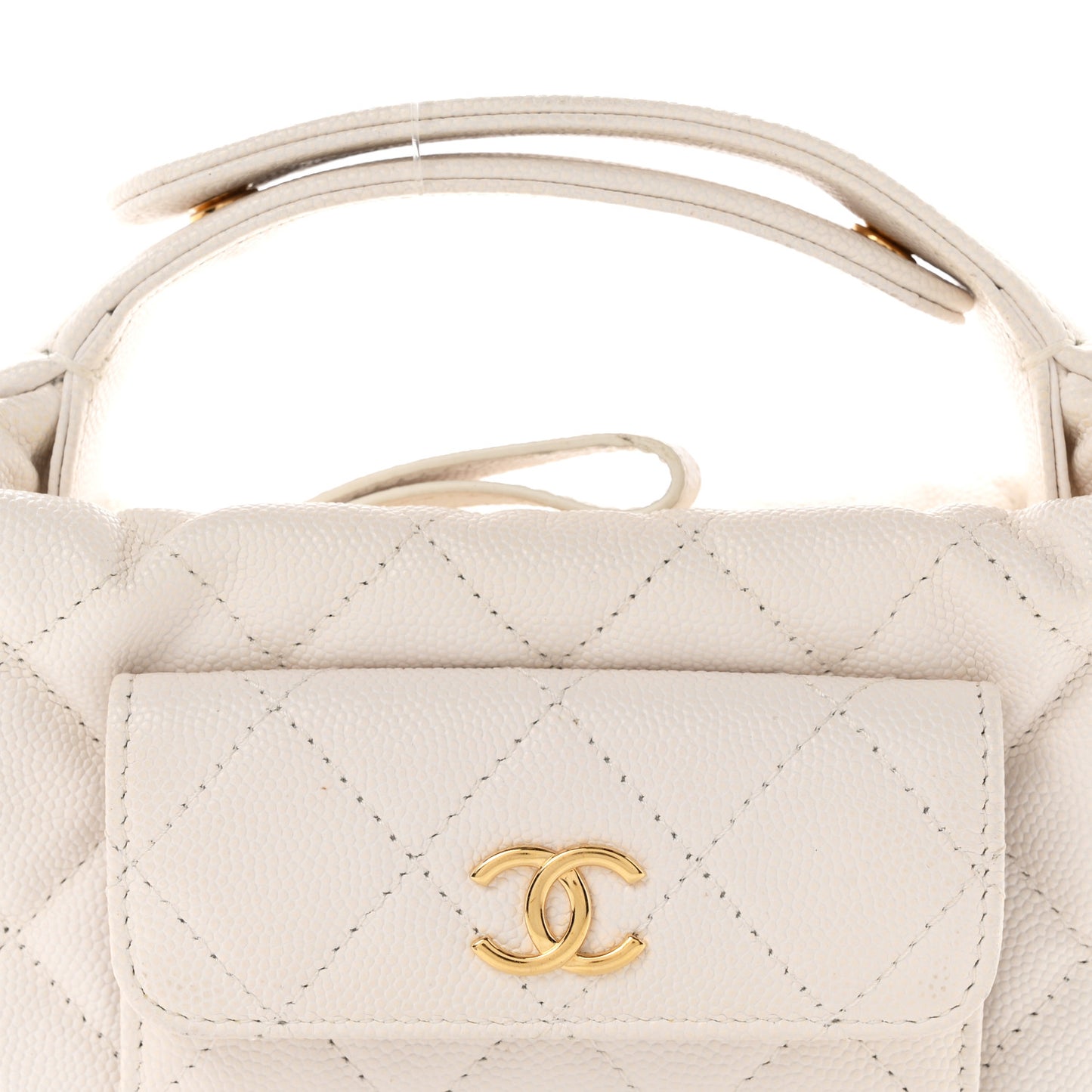Caviar Quilted Polly Pocket Pouch Hobo White