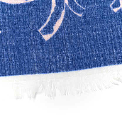 Chanel Cashmere Silk CC Stole Blue 6 of 6