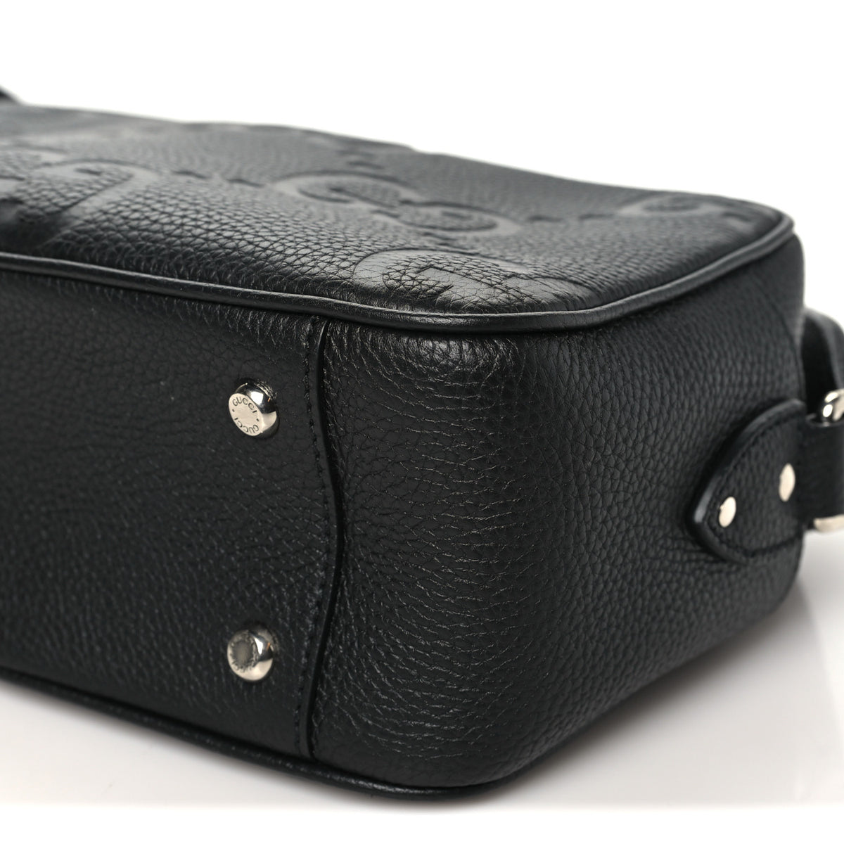 Gucci Piuma Calfskin Jumbo GG Embossed Messenger Bag Black 10 of 10