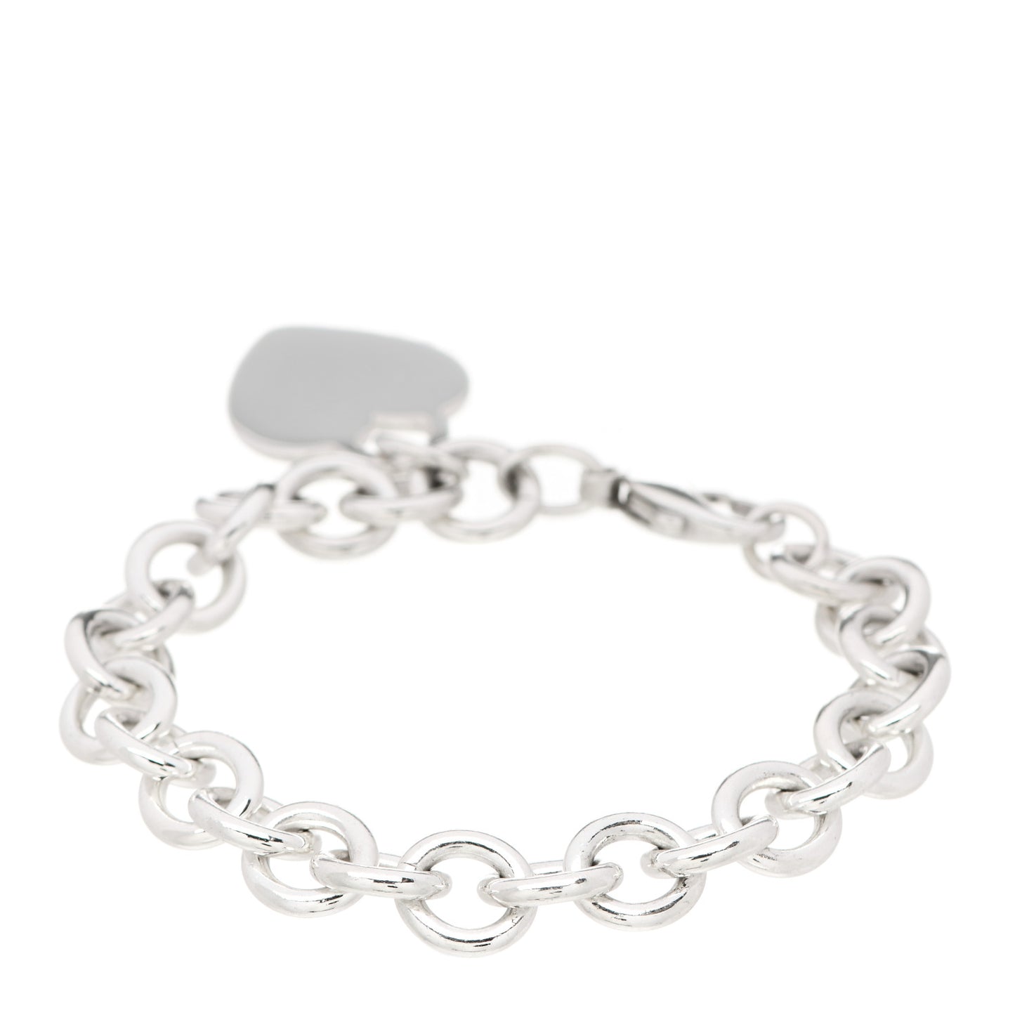 Sterling Silver Heart Tag Charm Bracelet