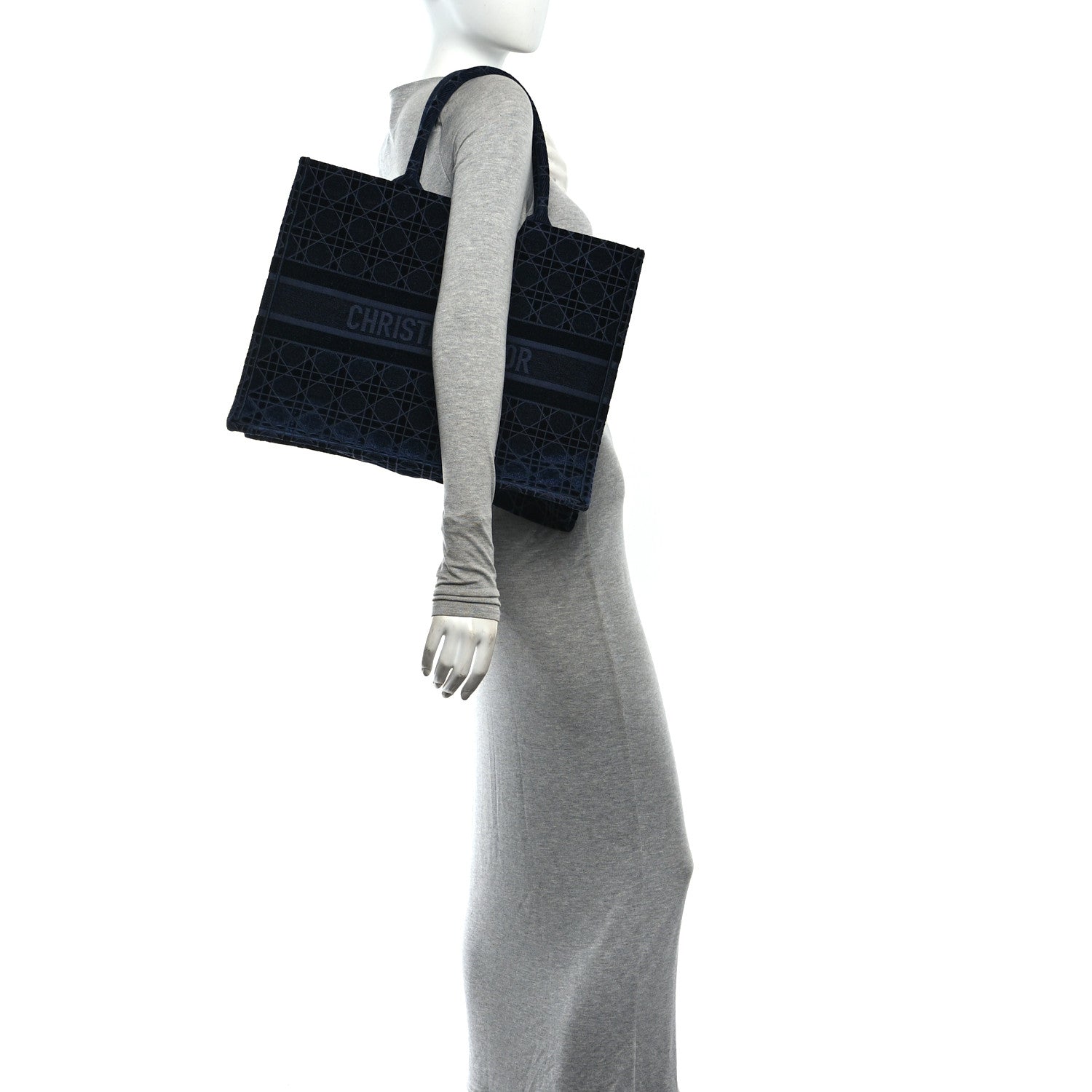 Christian Dior Velvet Cannage Large Book Tote Navy Blue 2 of 10