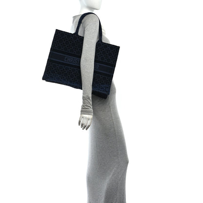 Christian Dior Velvet Cannage Large Book Tote Navy Blue 2 of 10