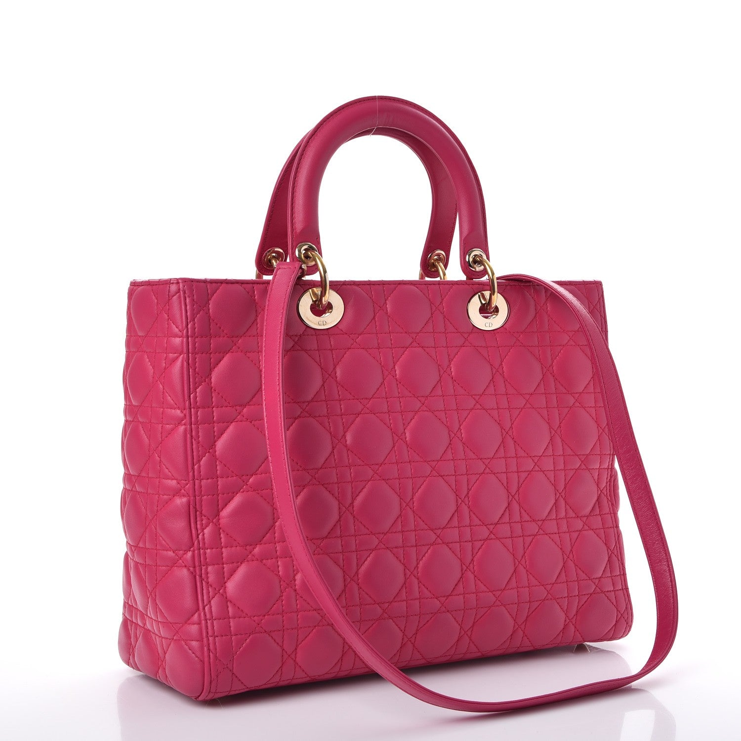 Christian Dior Lambskin Cannage Large Lady Dior Fuchsia 4 of 10