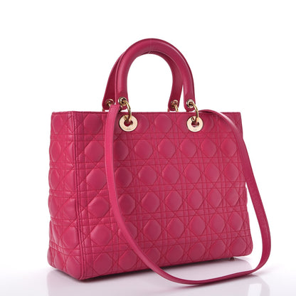 Christian Dior Lambskin Cannage Large Lady Dior Fuchsia 4 of 10