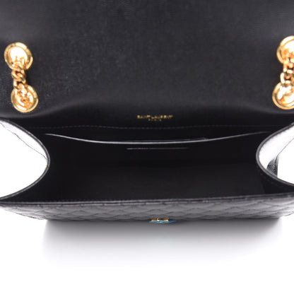 Saint Laurent Grain De Poudre Textured Mixed Matelasse Triquilt Medium Monogram Satchel Black 5 of 9