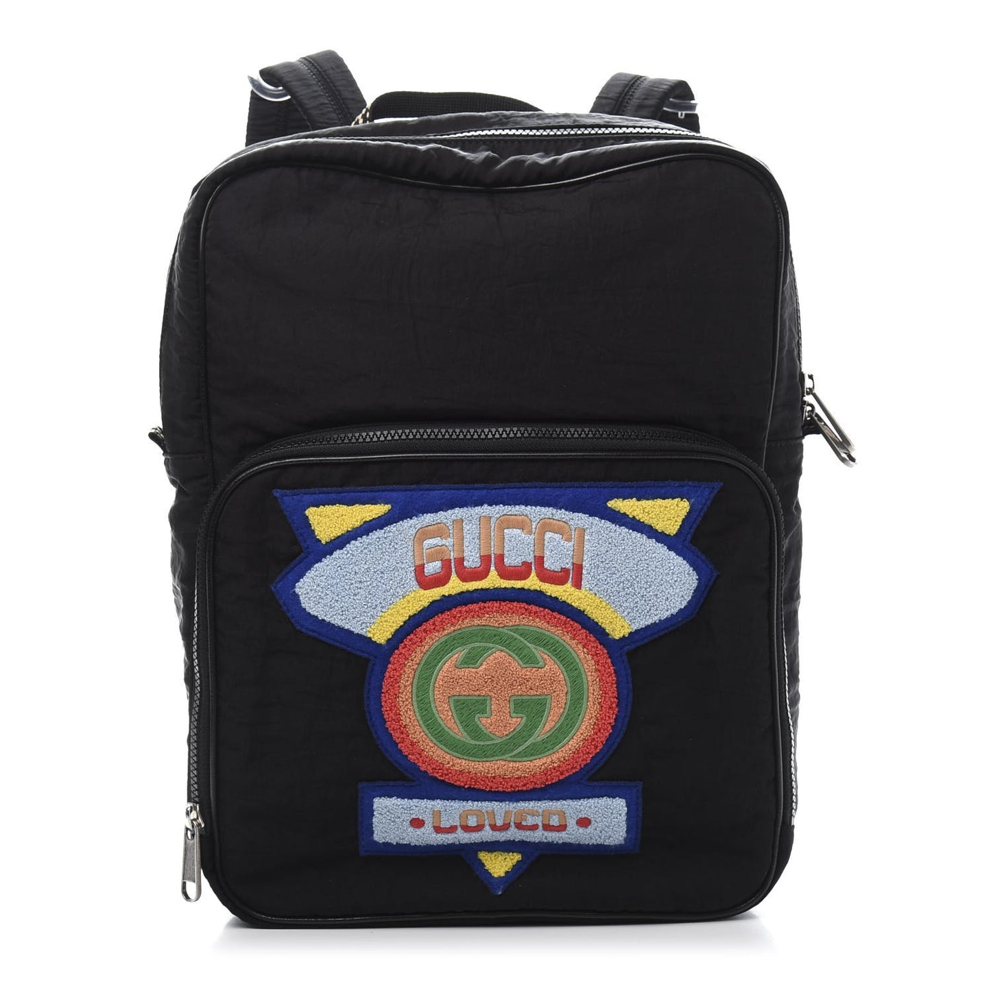Nylon Twill 80s Logo Patch Backpack Black