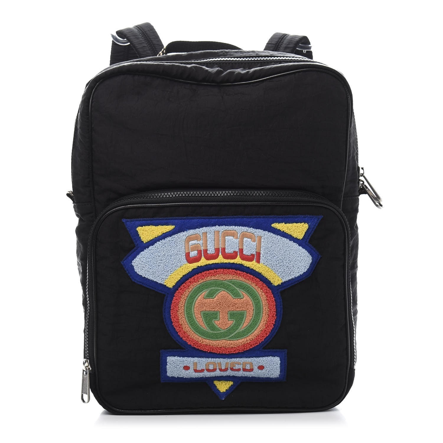 Gucci Nylon Twill 80s Logo Patch Backpack Black 1 of 9