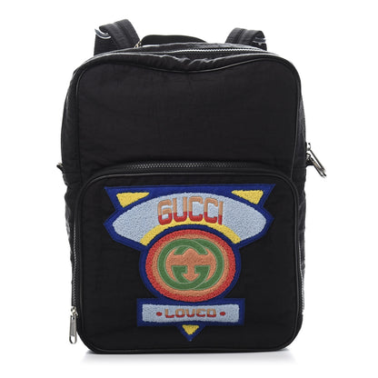 Gucci Nylon Twill 80s Logo Patch Backpack Black 1 of 9