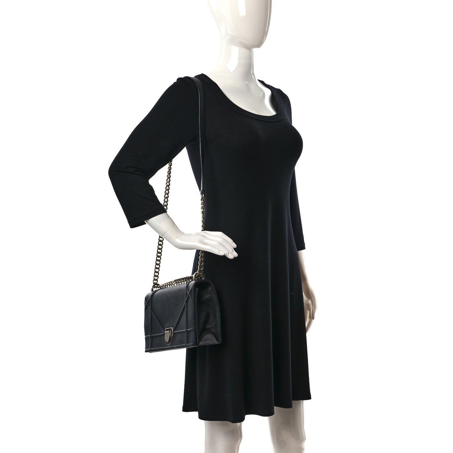 Grained Calfskin Medium Diorama Flap Bag Black