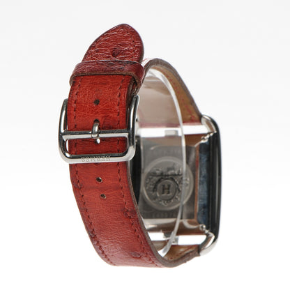 Hermes Stainless Steel Ostrich 29mm Cape Cod Quartz Watch Rouge 3 of 9