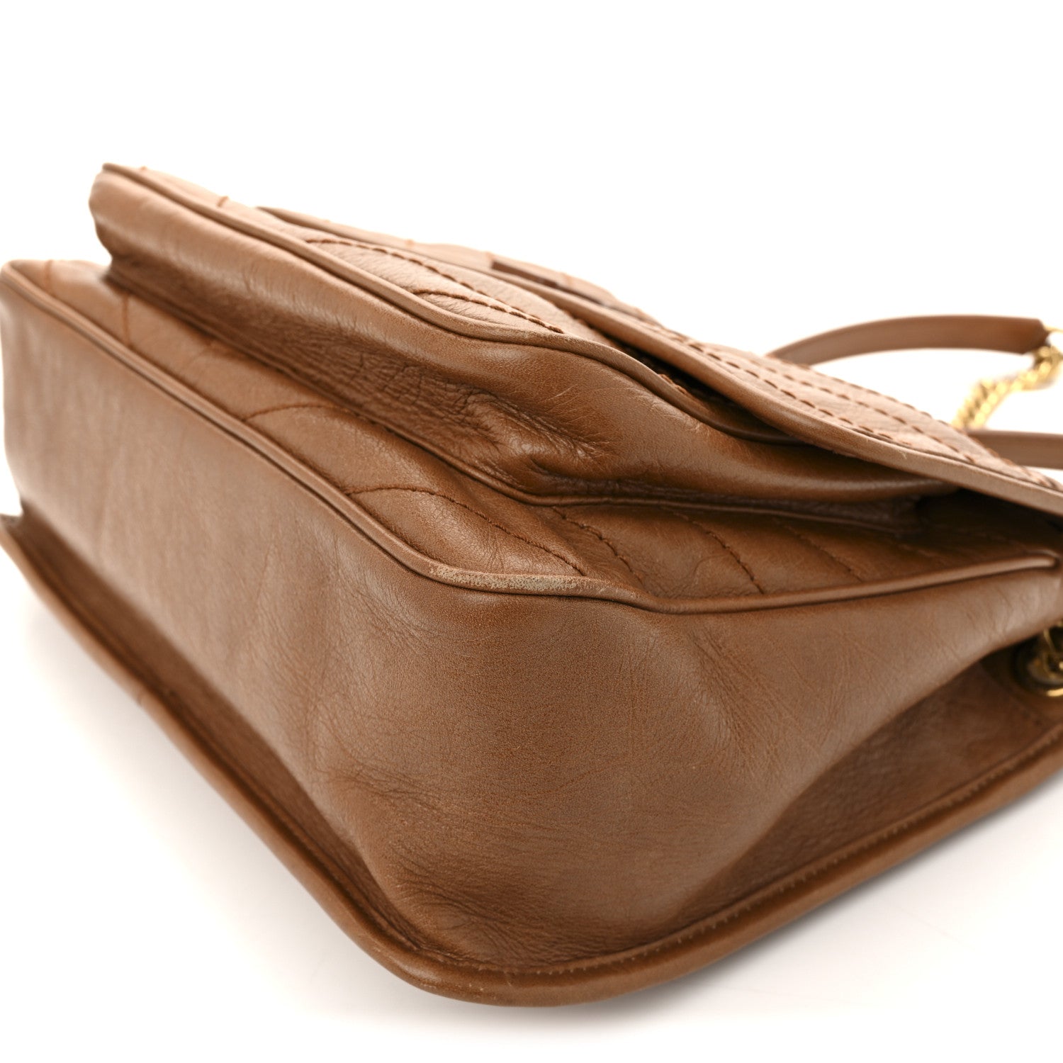 Saint Laurent Crinkled Calfskin Matelasse Monogram Medium Niki Chain Satchel Caramel 11 of 17