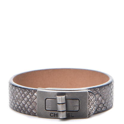 Chanel Metallic Lizard Reissue Mademoiselle Bracelet Dark Grey 1 of 9