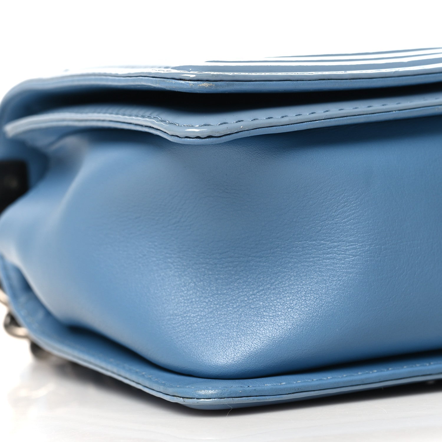 Chanel Patent Calfskin Medium Plexiglass Boy Flap Light Blue 9 of 10