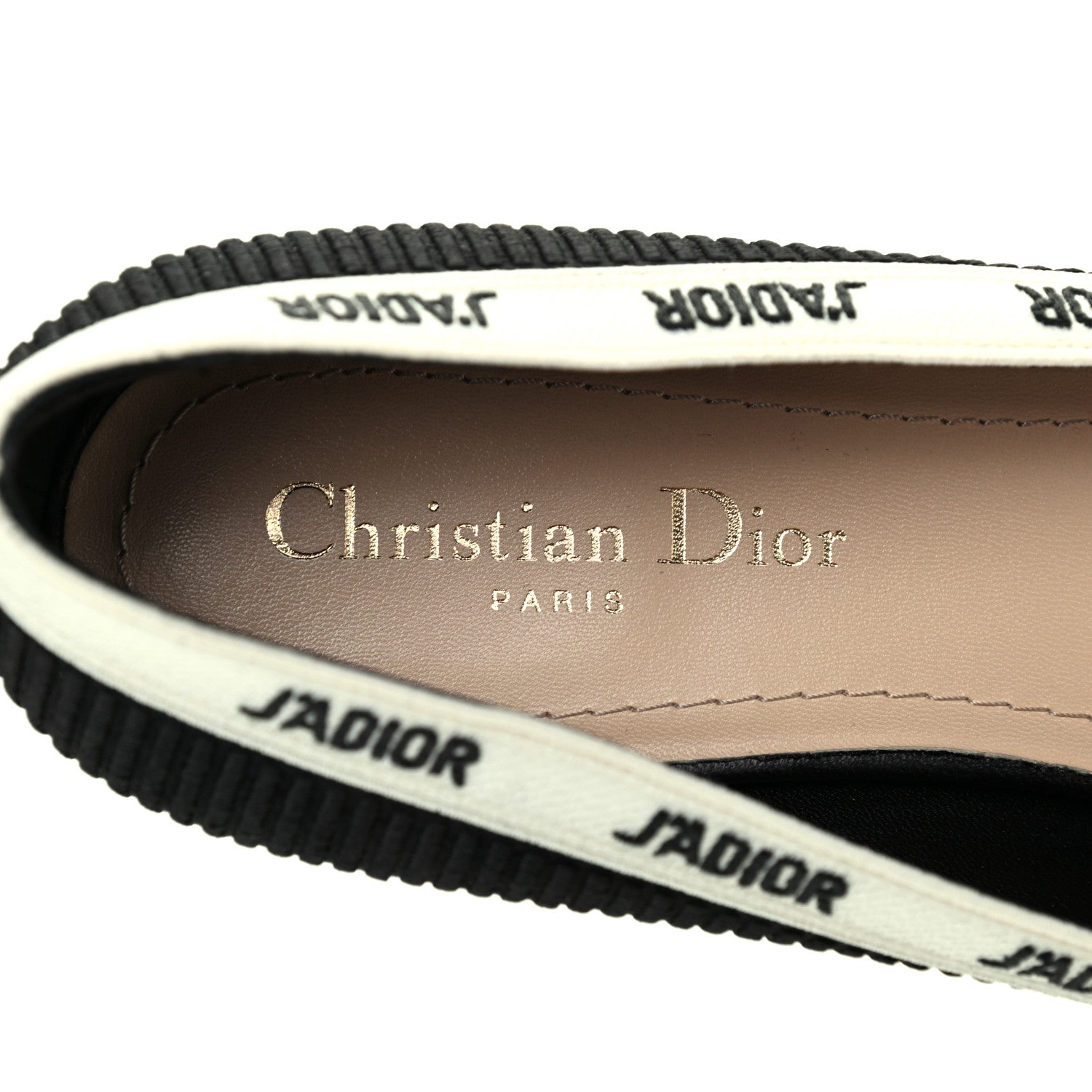 Christian Dior Fabric Ribbon Embroidered J'Adior Ballet Flats 39.5 Black 7 of 10
