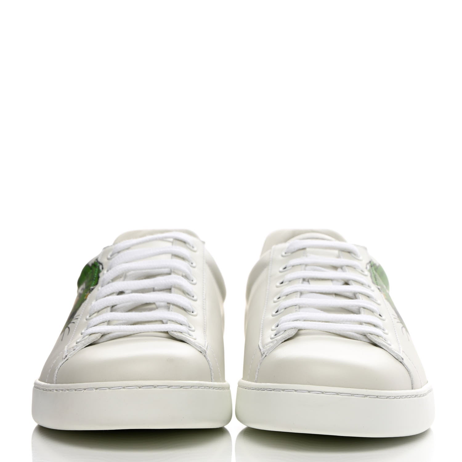 Gucci Calfskin Mens Green Panther Print Ace Sneakers 10.5 White 2 of 14