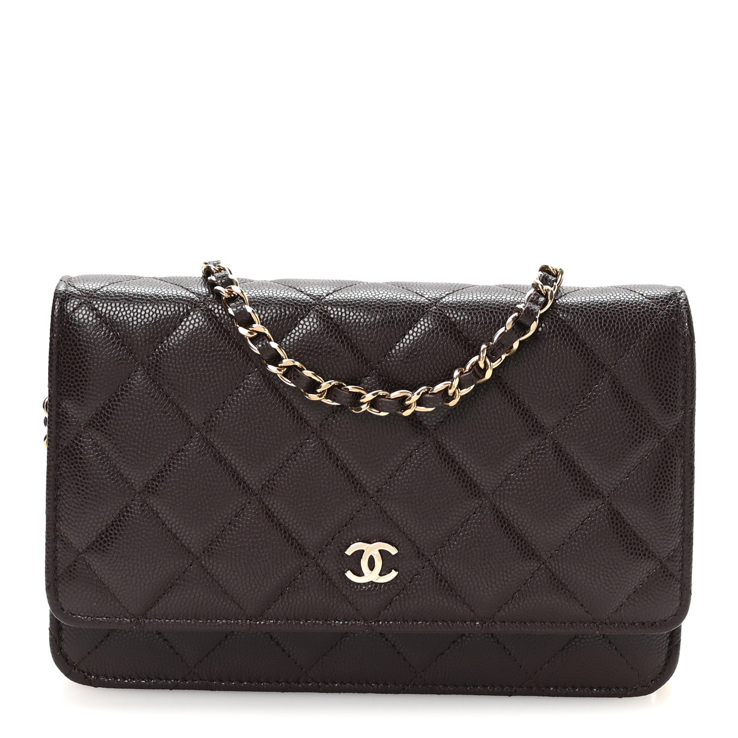 Chanel Caviar Quilted Wallet on Chain WOC Dark Brown 1 of 12