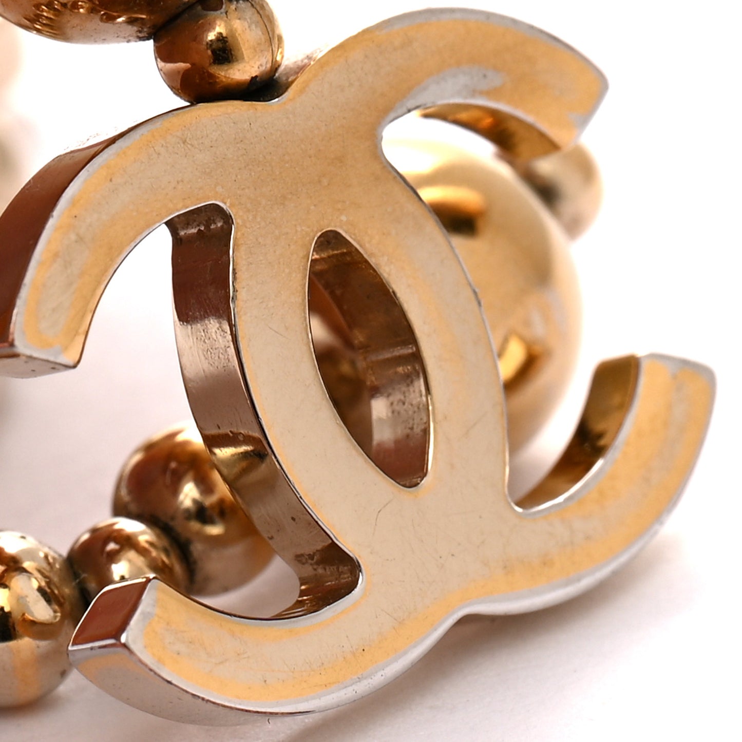 Metal CC Bead Drop Earrings Gold