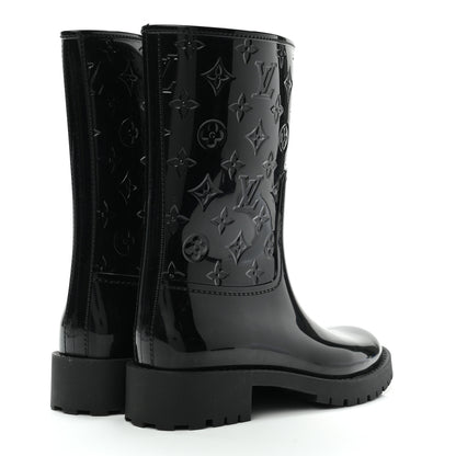 Louis Vuitton Rubber Embossed Monogram Drops Flat Half Boots 37 Black 4 of 7