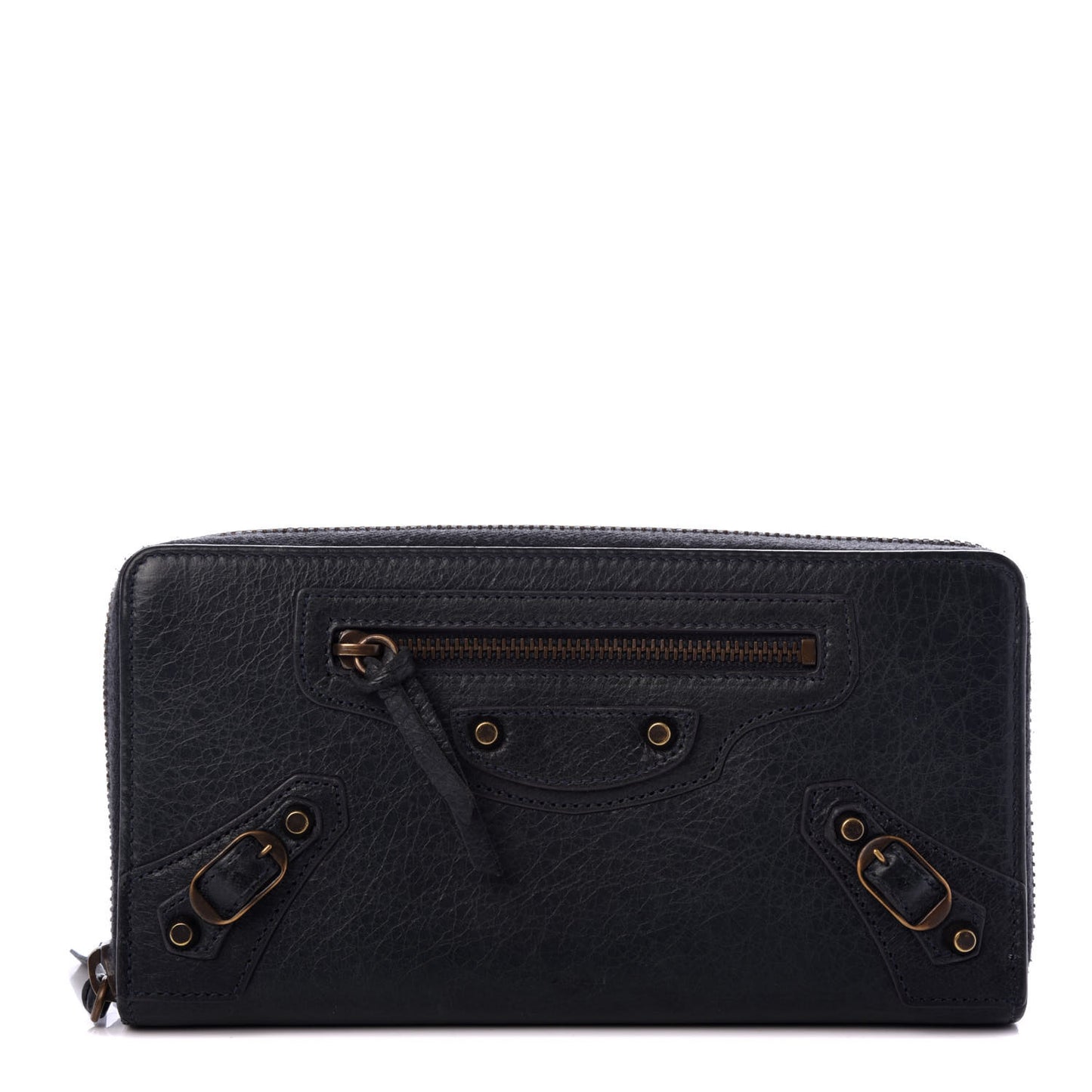 Agneau Classic Hardware Continental Zip Around Wallet Anthracite