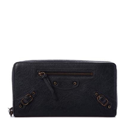 Balenciaga Agneau Classic Hardware Continental Zip Around Wallet Anthracite 1 of 6