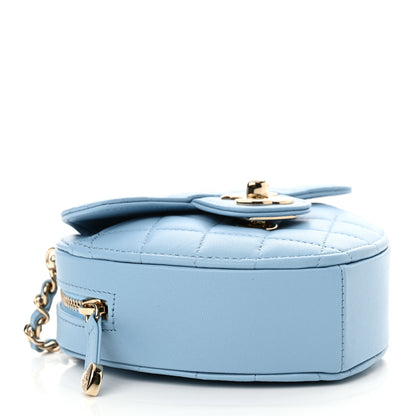 Chanel Lambskin Quilted CC In Love Heart Clutch With Chain Light Blue 4 of 11