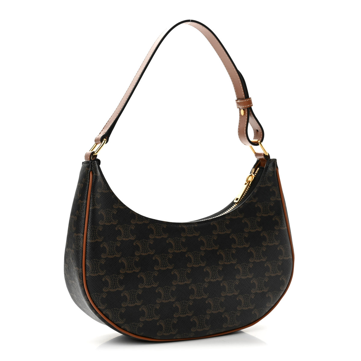 Triomphe Canvas Calfskin Ava Shoulder Bag Tan