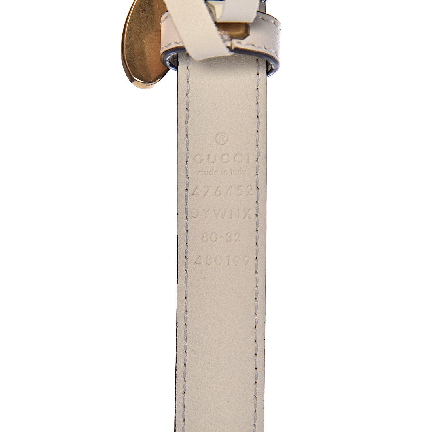 Gucci Calfskin Queen Margaret Bee Belt 80 32 White 4 of 7