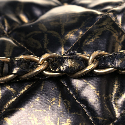 Chanel Nylon Printed Quilted Accordion Flap Black Gold 18 of 19