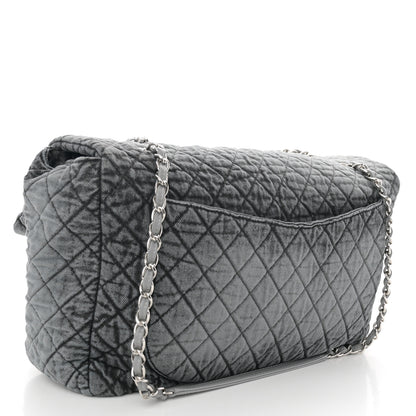 Chanel Denim Quilted Denimpression XXL Flap Grey Black 4 of 11