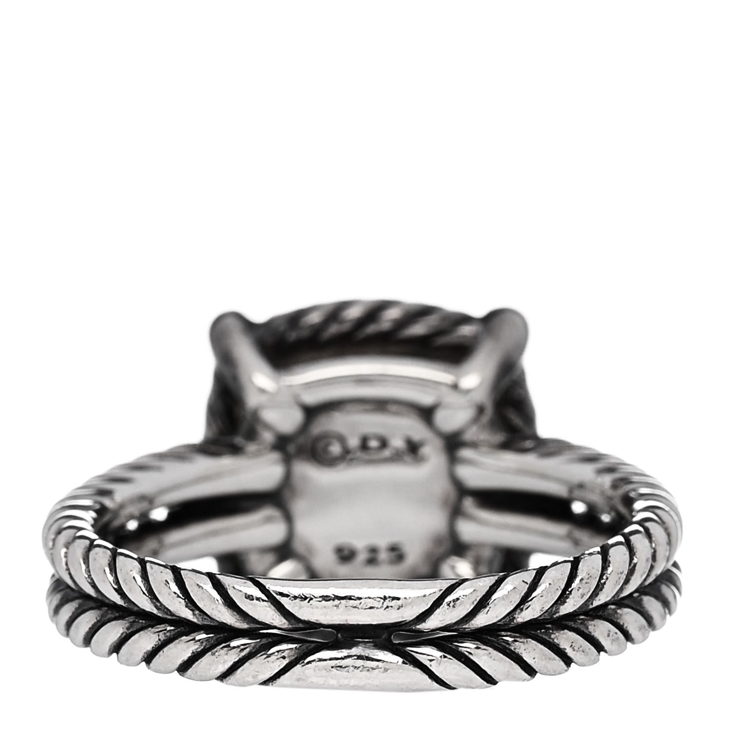 David Yurman Sterling Silver Diamond Lemon Citrine 9mm Chatelaine Pave Bezel Ring 50 5.5 4 of 5