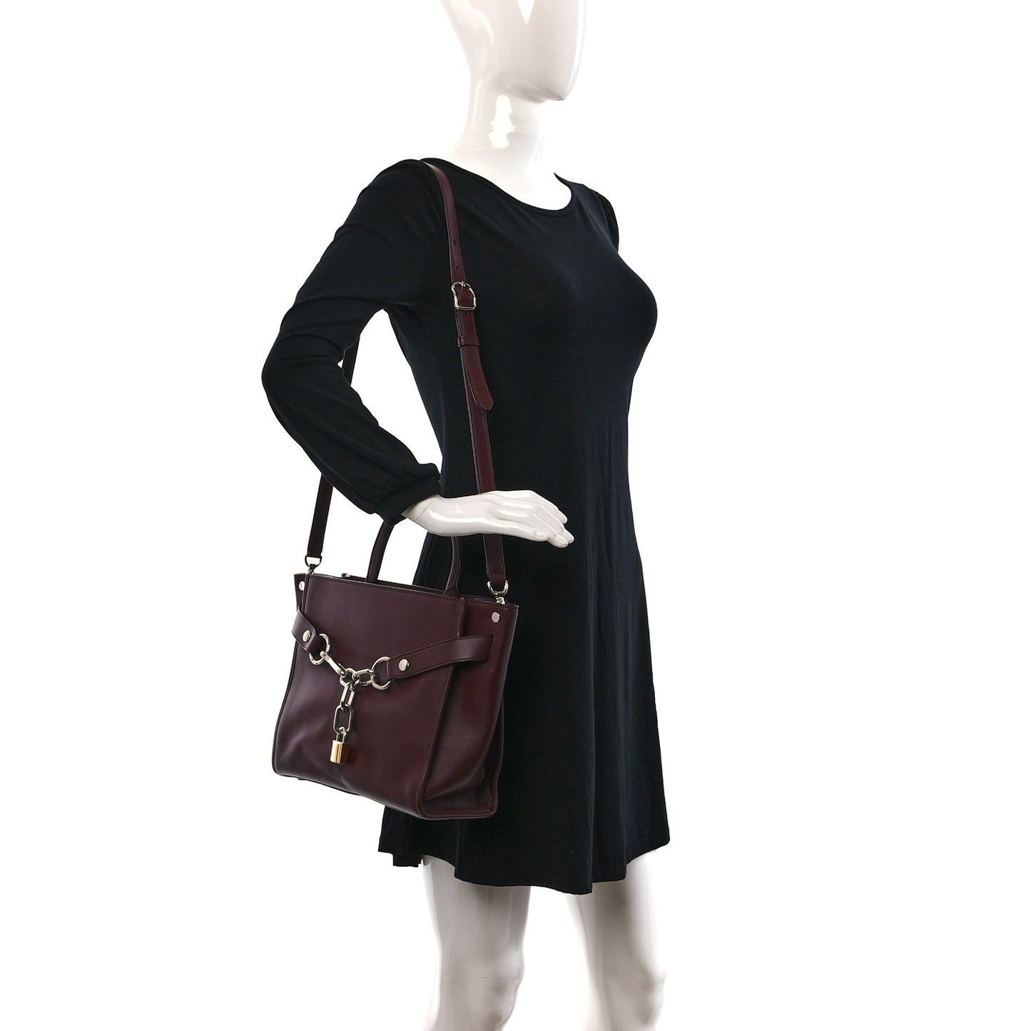 Smooth Calfskin Attica Chain Satchel Oxblood