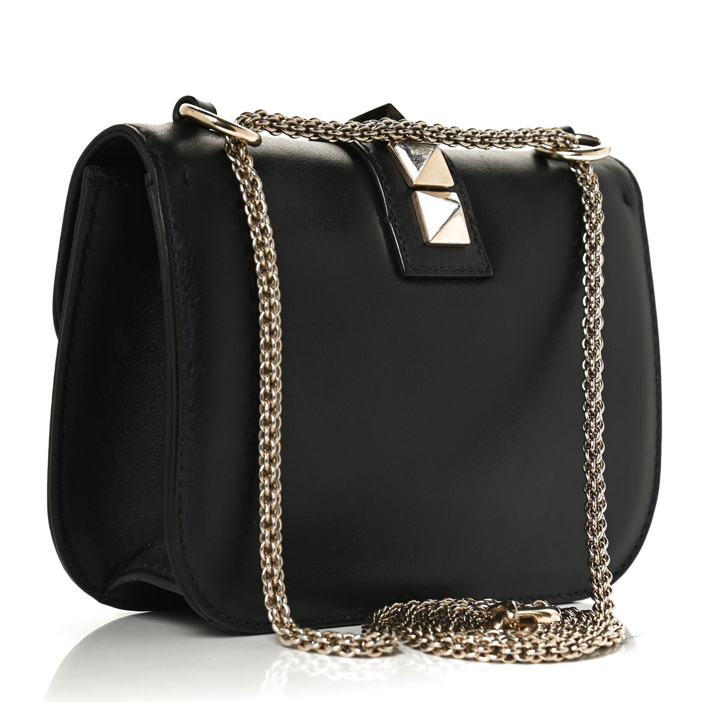 Vitello Small Glam Lock Rockstud Flap Black
