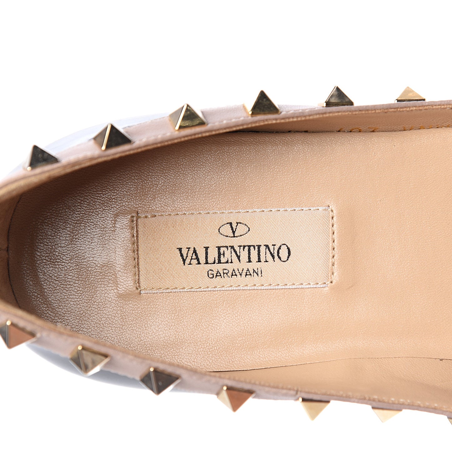 Patent Nappa Rockstud Ballerina Flats 37.5 Black Poudre