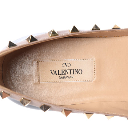 Valentino Garavani Patent Nappa Rockstud Ballerina Flats 37.5 Black Poudre 9 of 10