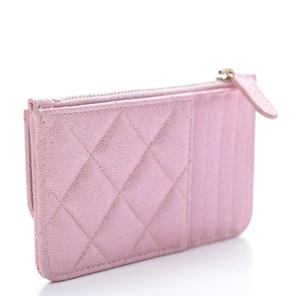 Chanel Iridescent Caviar Quilted Flap Zip Card Holder Pink 3 of 7