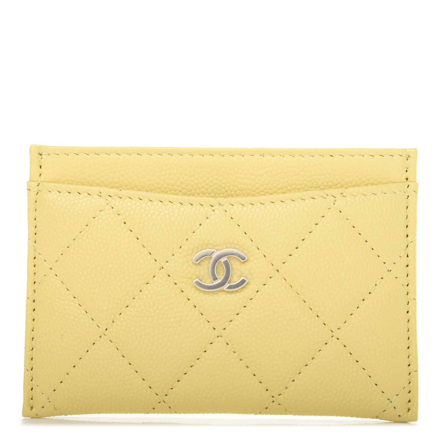 Caviar Quilted Card Holder Yellow
