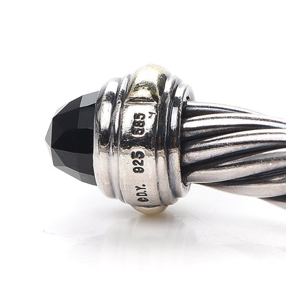 David Yurman Sterling Silver 14K Yellow Gold Black Onyx 7mm Cable Classics Bracelet 5 of 5
