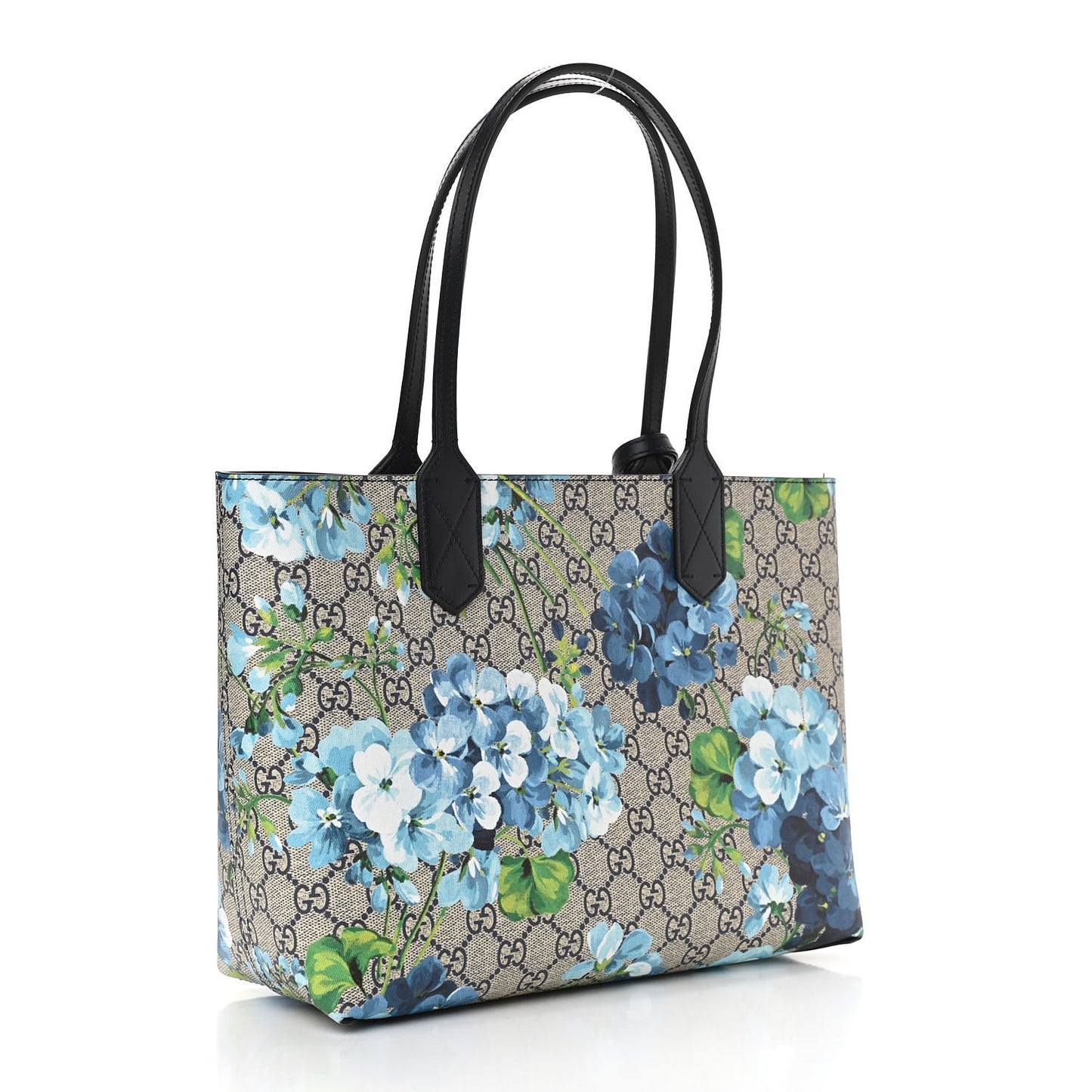 GG Supreme Monogram Blooms Small Reversible Tote Beige Blue Navy