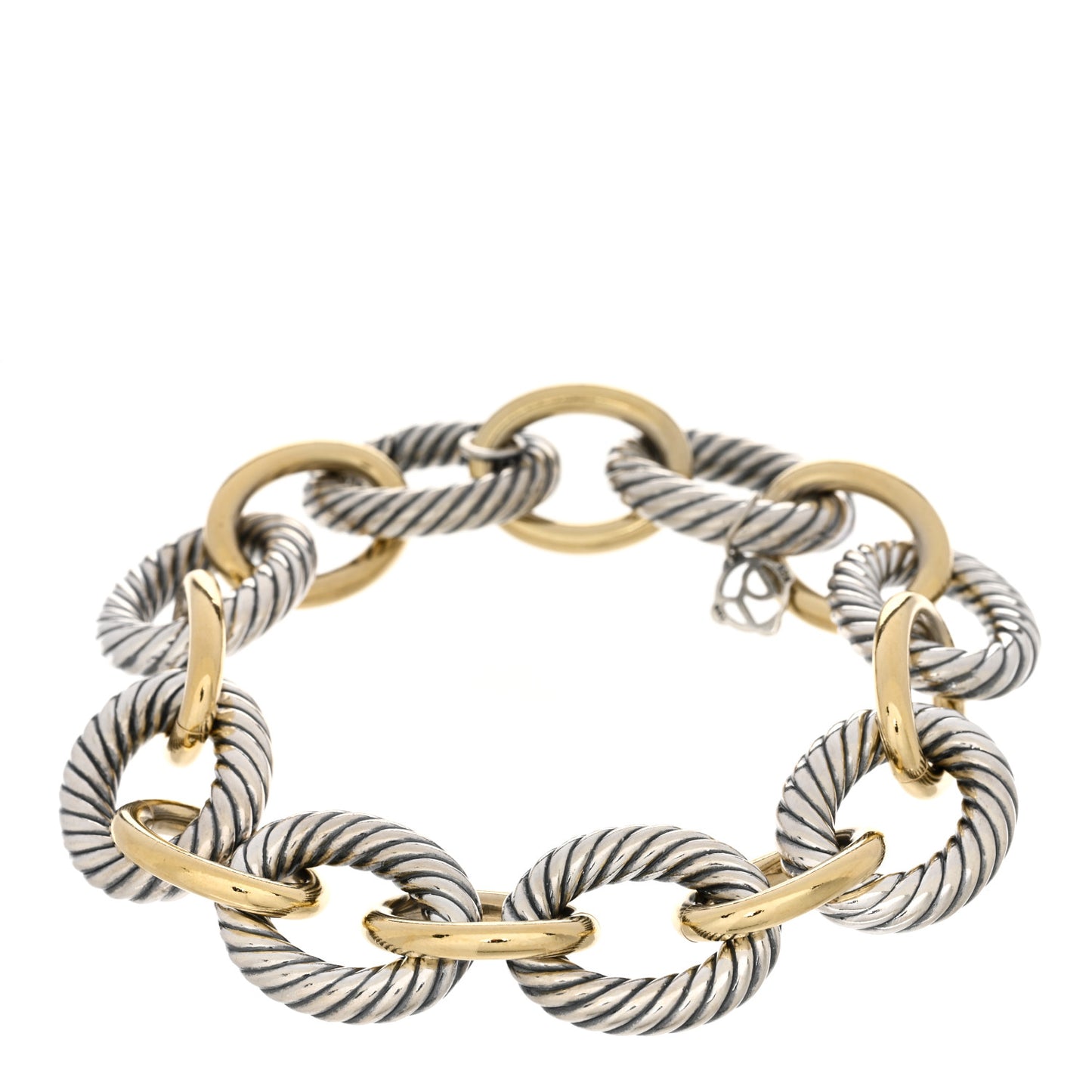 Sterling Silver 18K Yellow Gold 18mm Extra Large Oval Link Bracelet