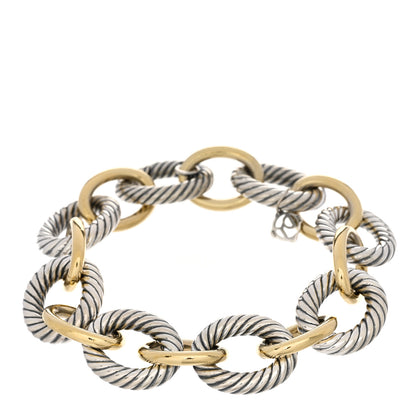 David Yurman Sterling Silver 18K Yellow Gold 18mm Extra Large Oval Link Bracelet 1 of 3