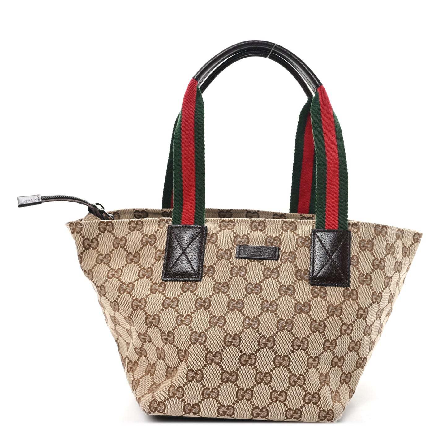 GG Monogram Medium Web Handle Bucket Tote Dark Brown