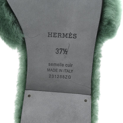 Hermes Woolskin Oran Sandals 37.5 Vert Anglais 7 of 9