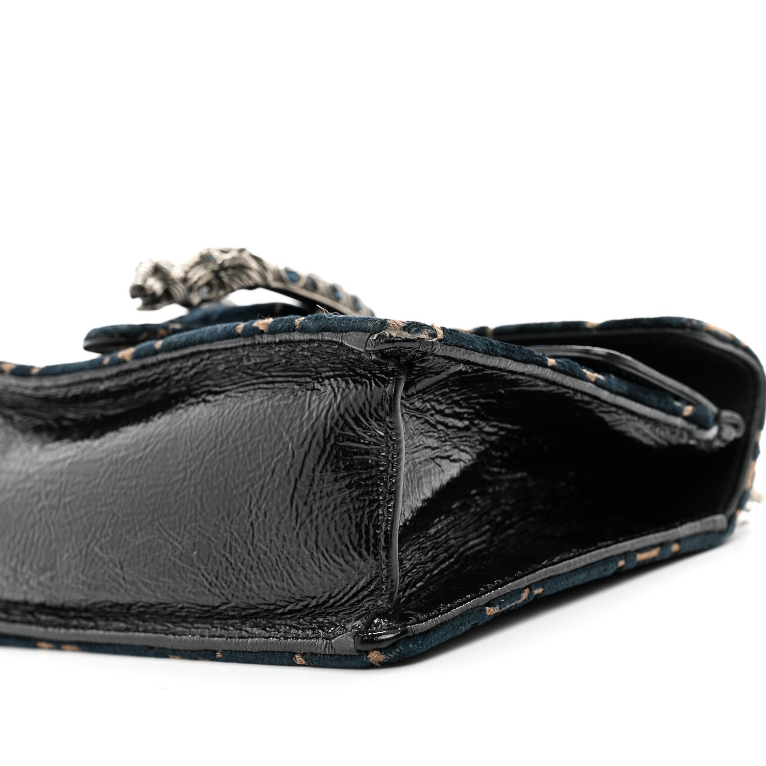 Gucci Velvet Skipper Crystal GG Monogram Small Dionysus Shoulder Bag Blue Beige Black 11 of 12