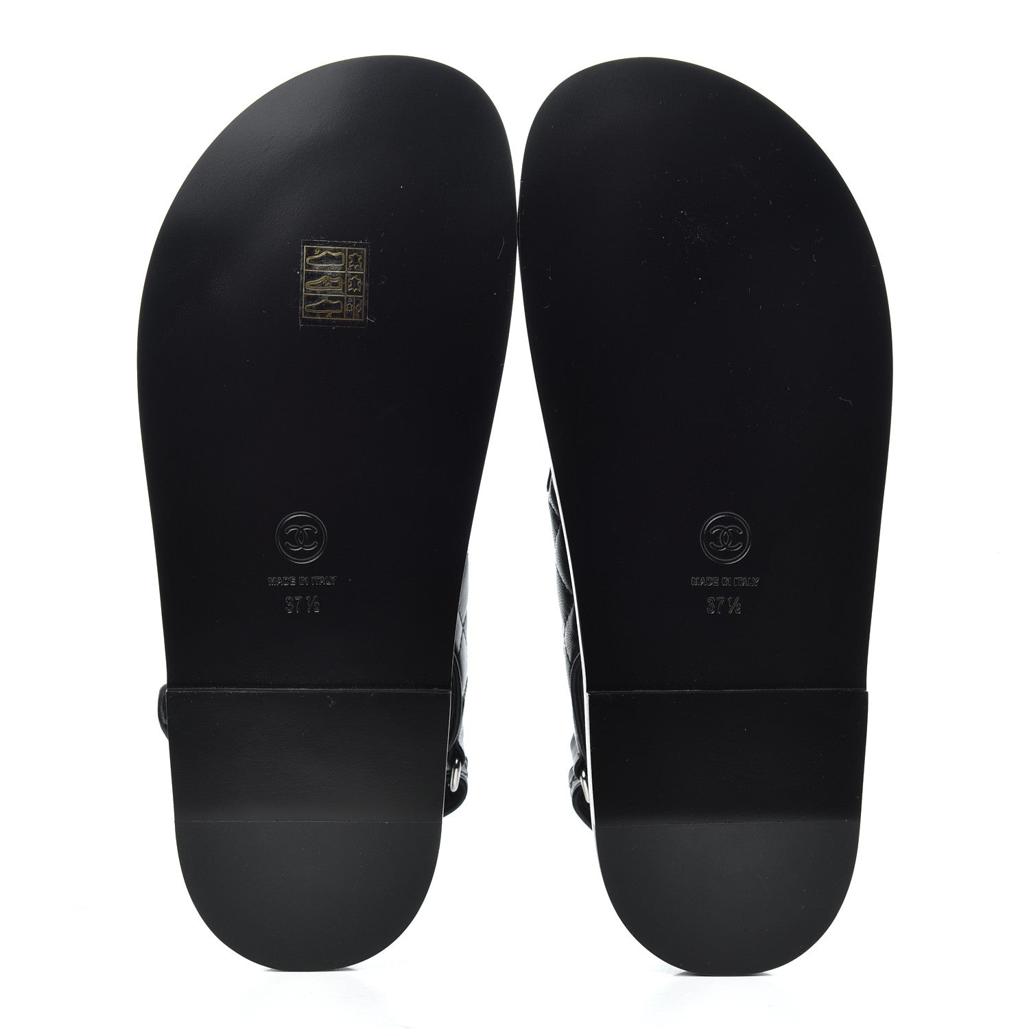 Chanel Lambskin Velcro Dad Sandals 37.5 Black 5 of 12