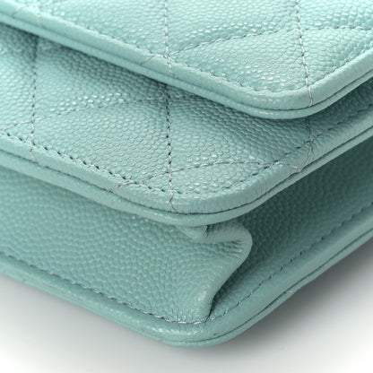 Chanel Caviar Quilted Wallet On Chain WOC Light Blue 10 of 10
